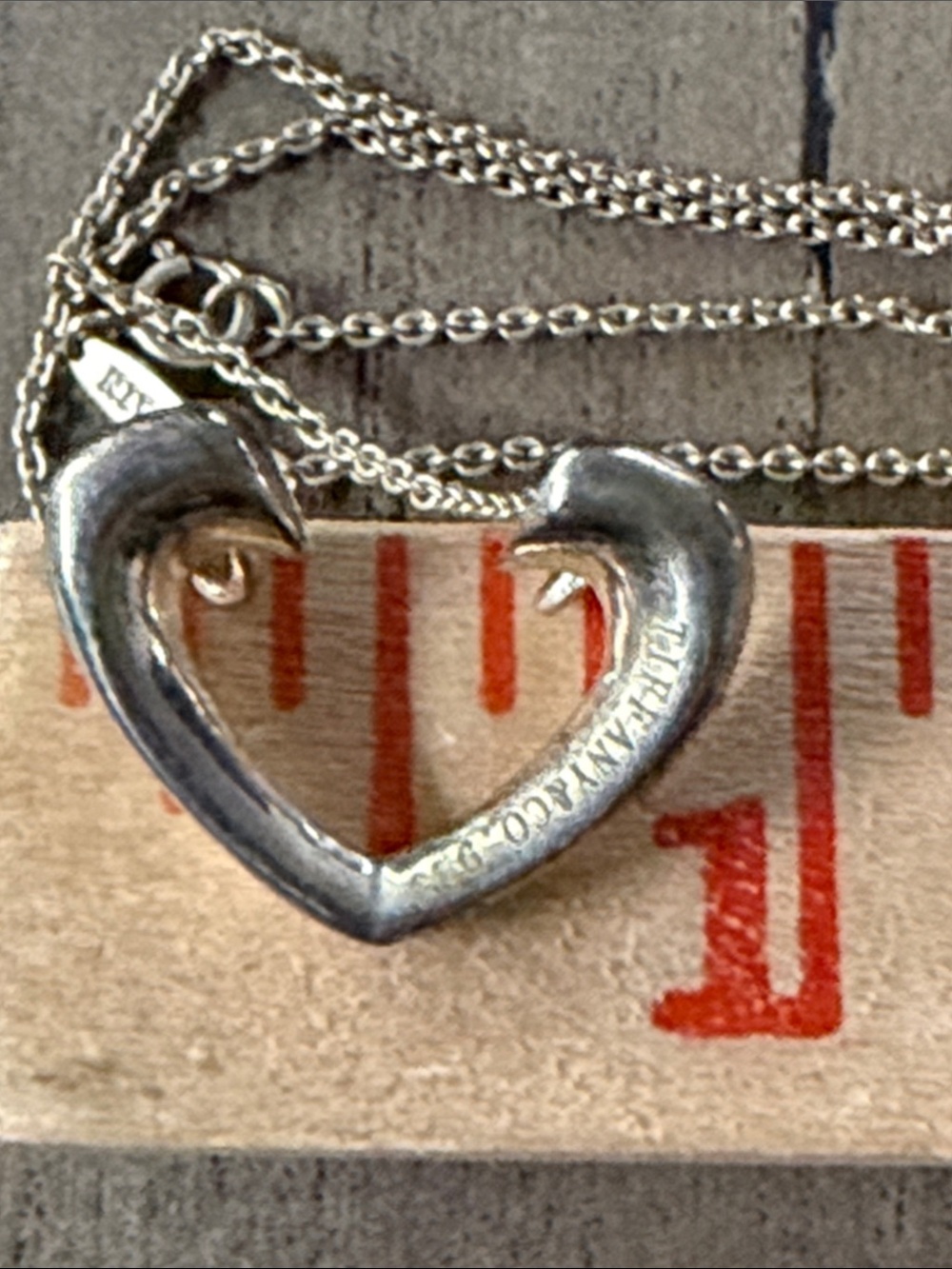 Tiffany & Co. Sterling Silver Open Heart Necklace Signature Blue Pouch 925 - Picture 7 of 9
